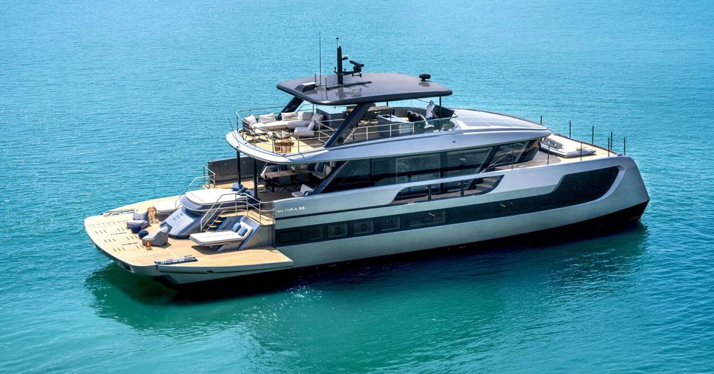 Sunreef Ultima 88 catamaran at anchor 