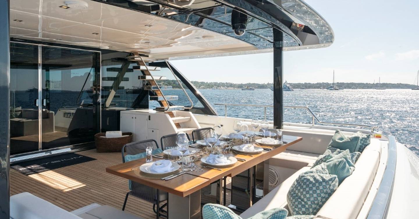 Superyacht Elysium I aft deck with alfresco dining