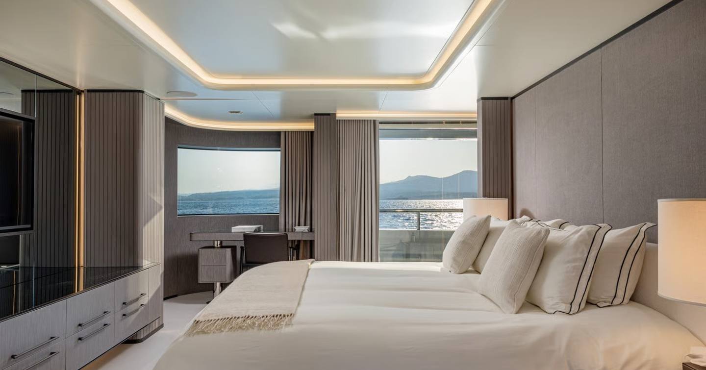 50m Benetti motor yacht Inari master cabin with balcony 