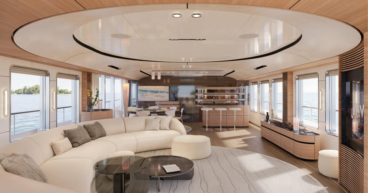 Vallicelli Design Numarine main saloon with neutral details 