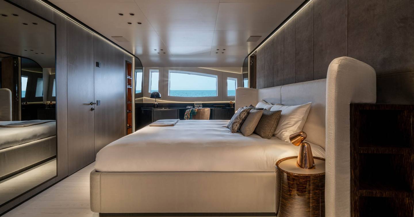 Mangusta 104 REV motor yacht master cabin 