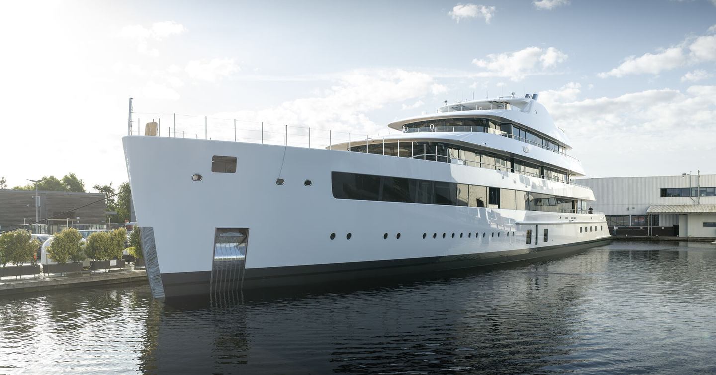 Feadship 716 superyacht at shipyard bow view 