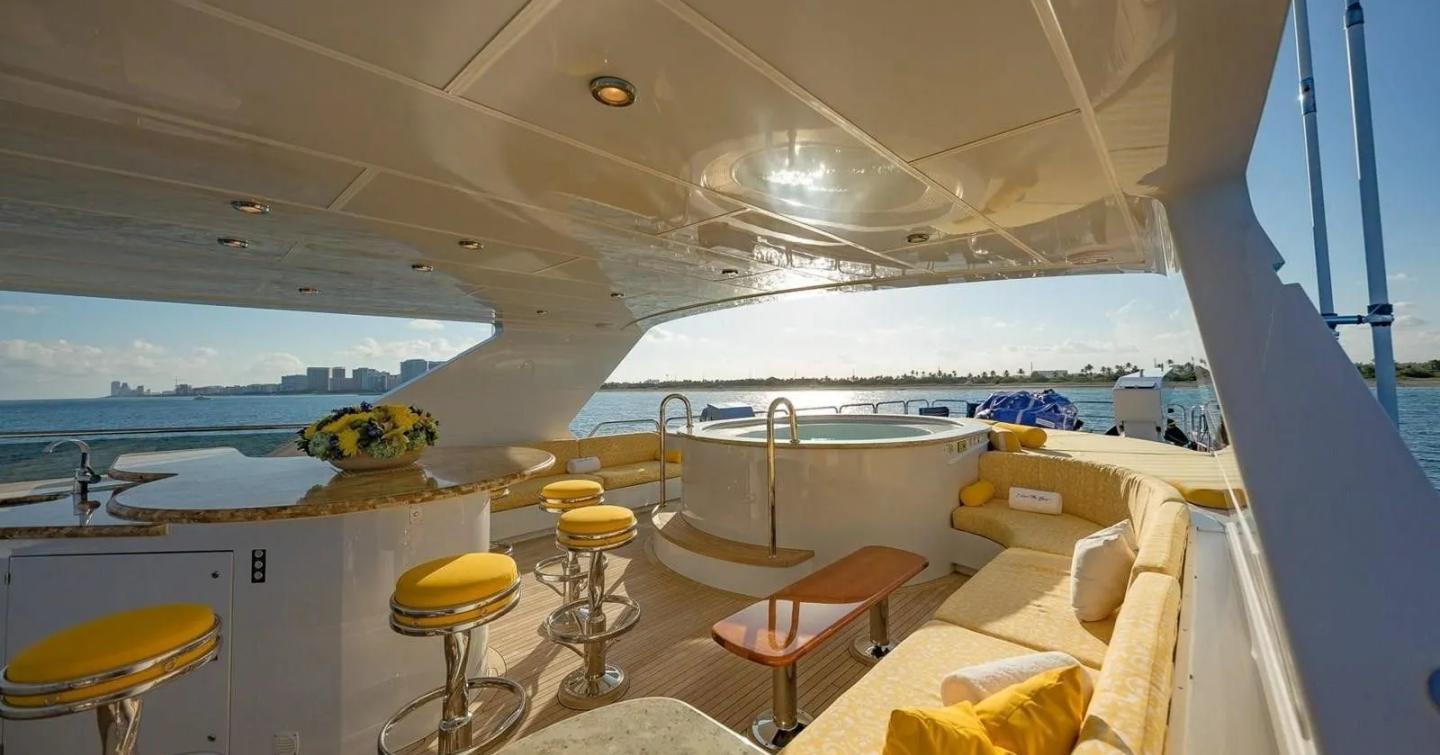 Superyacht I Love This Boat's upper deck with jacuzzi
