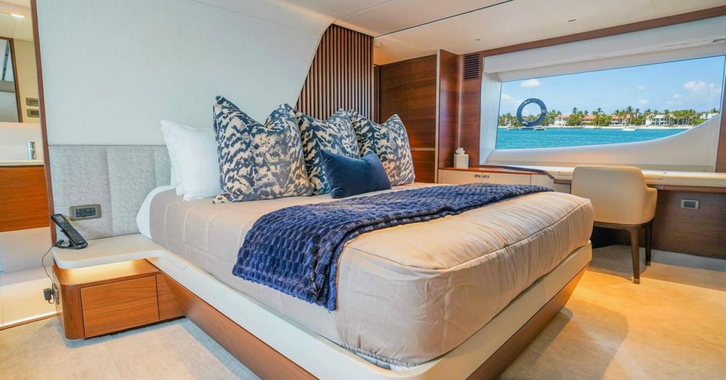 Princess motor yacht Record Year master cabin with large window 