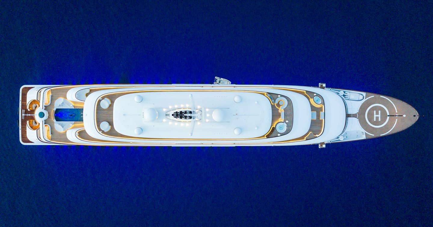 aerial shot of the superyacht GOLDEN ODYSSEY