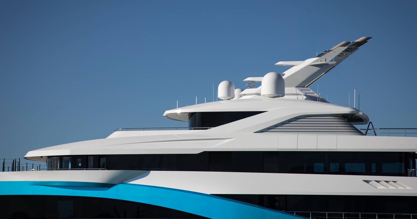 Close up of Superyacht Amalya's upper decks