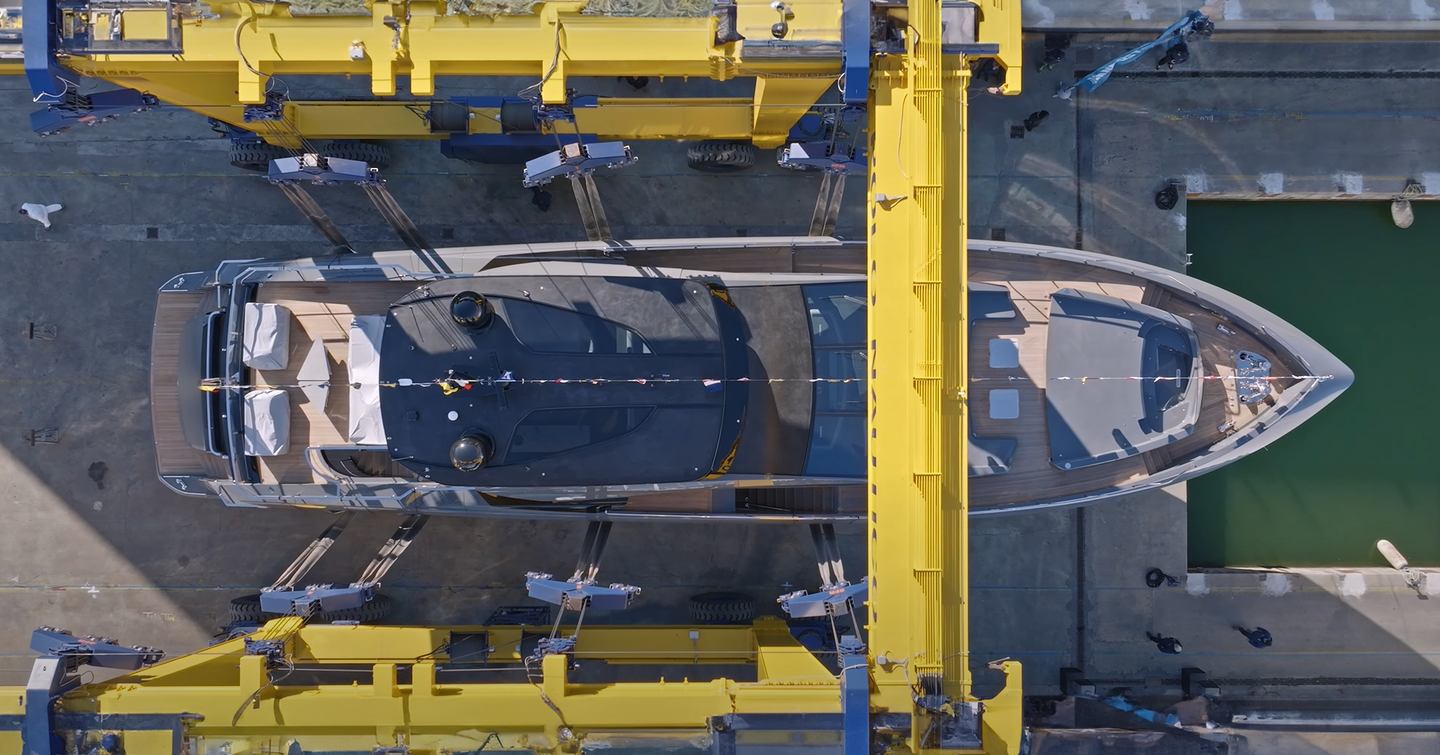 Hero shot of Motor Yacht Unleash the Lion during launch