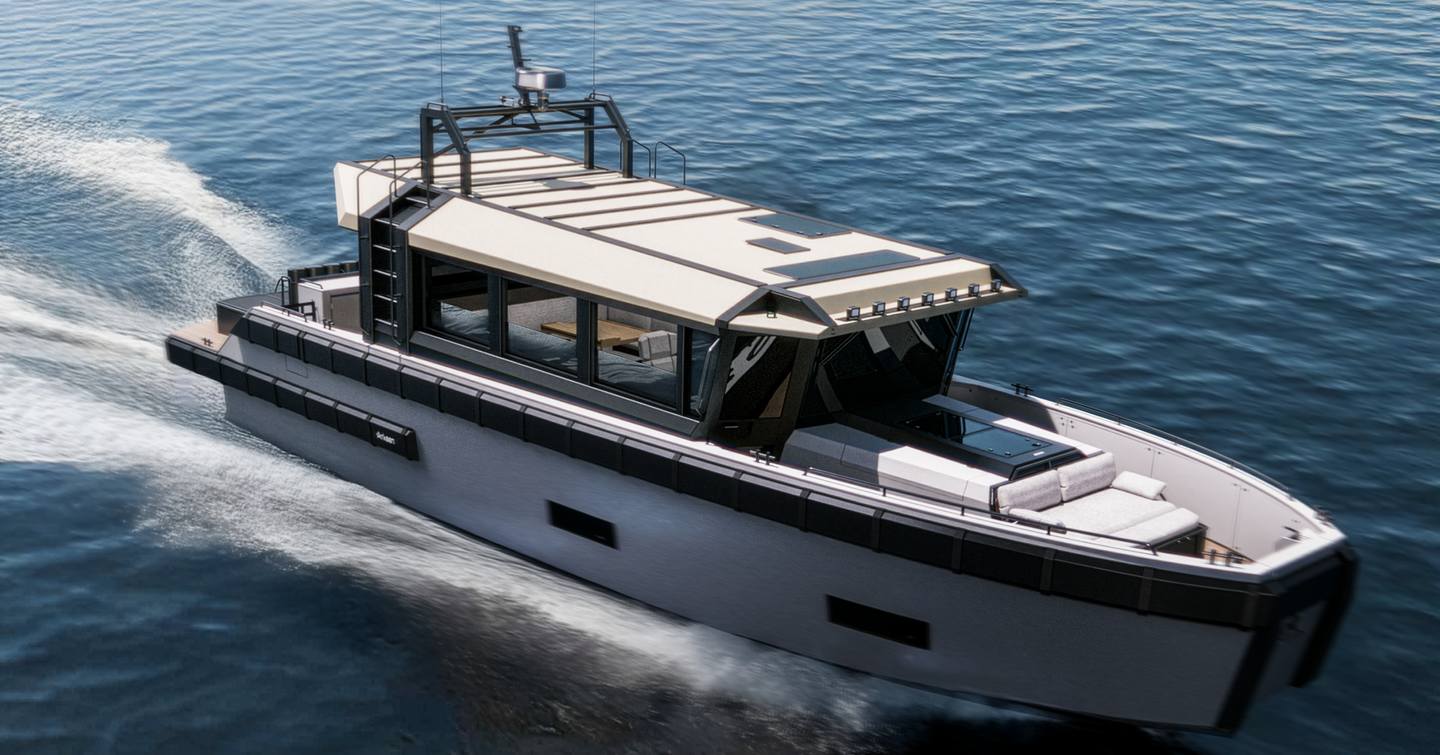 Arksen 55 motor yacht underway side view 