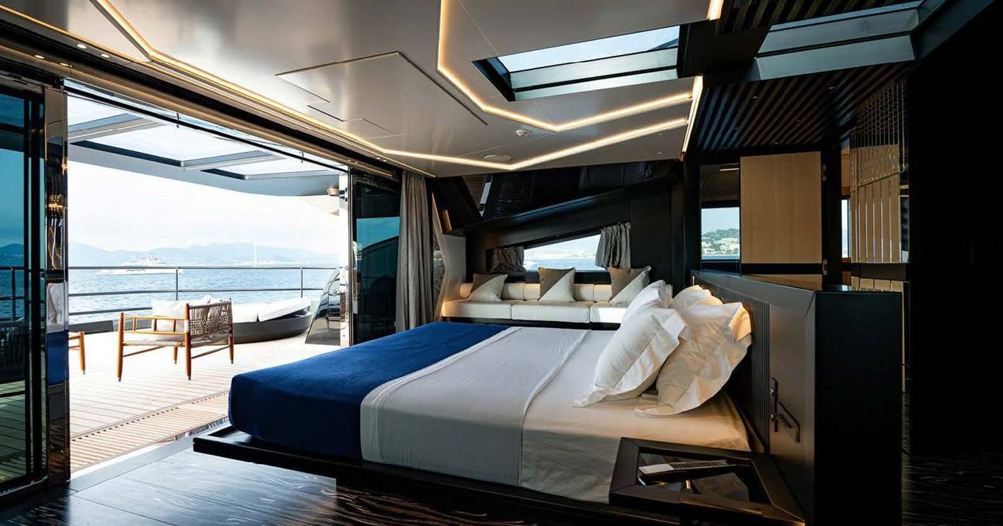  Superyacht K+ owners bedroom onlooking balcony