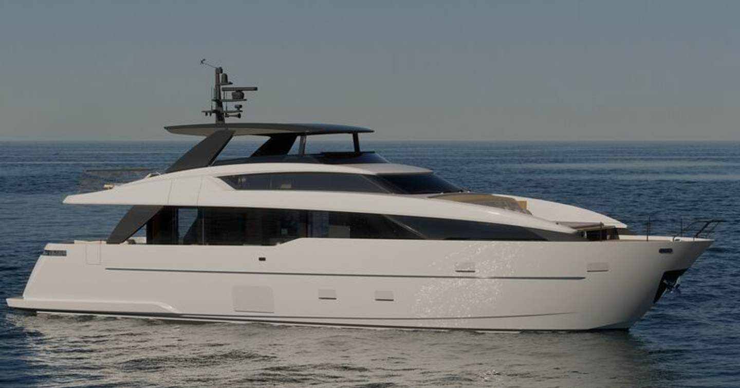 Rendering of Sanlorenzo SL80A Asymmetric motor yacht at anchor 