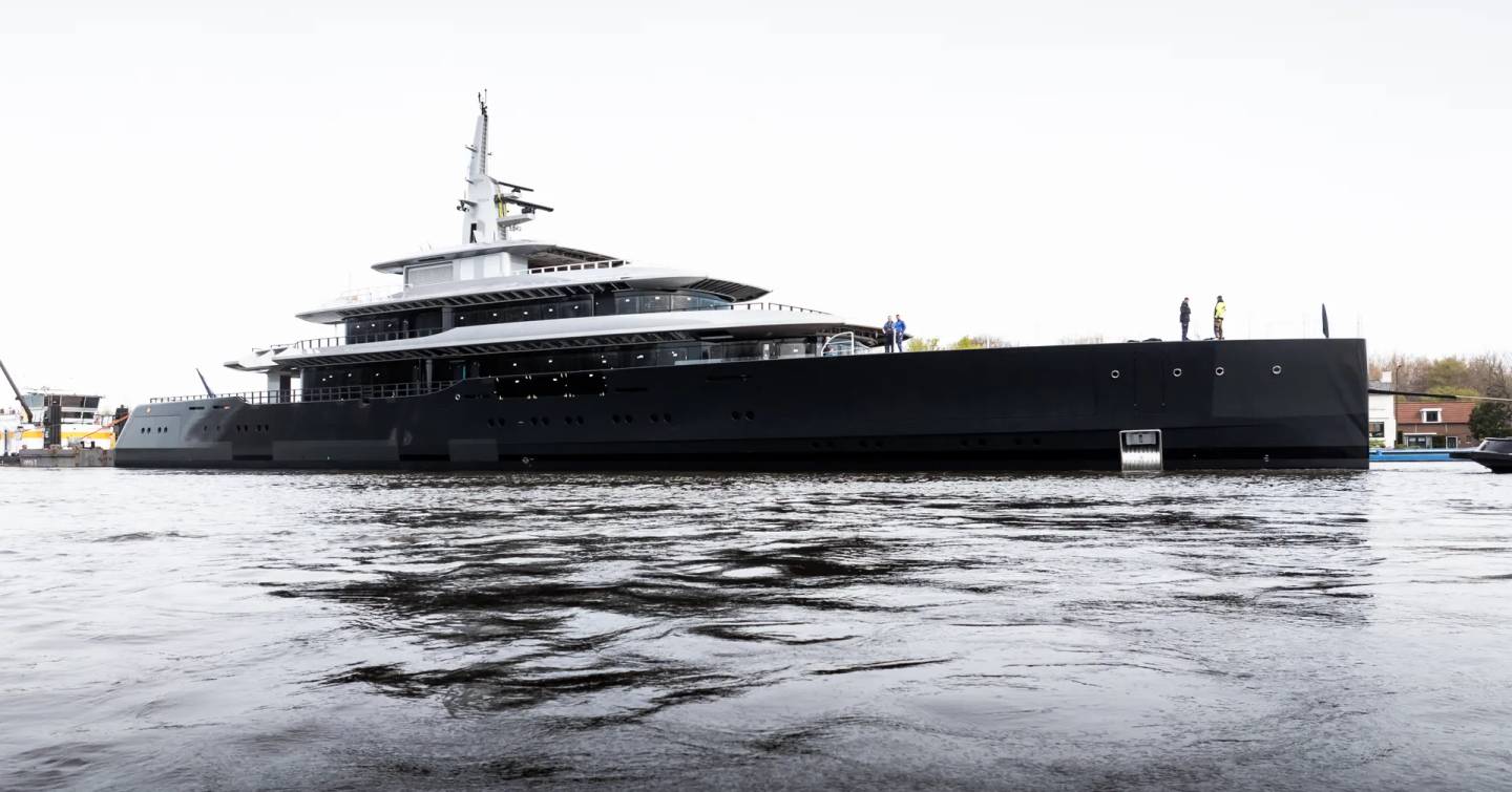 Feadship Superyacht Thalassa (Project 826) docked outside Feadship facility 