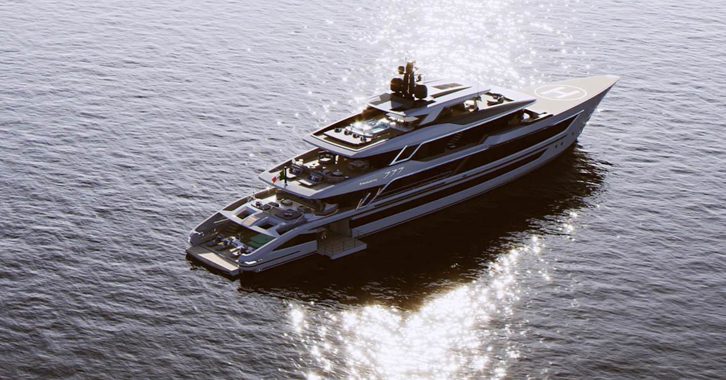 Rendering of Baglietto T60 superyacht