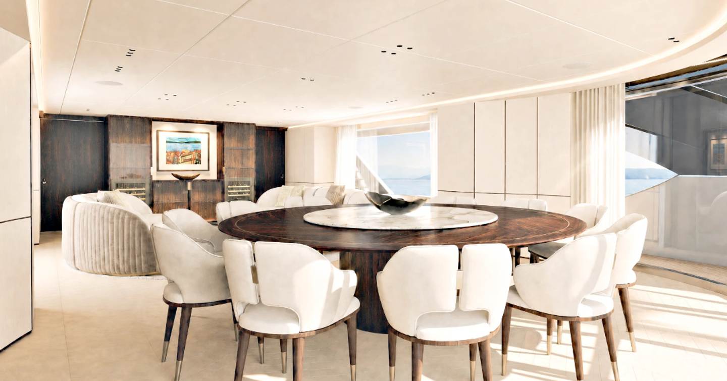Benetti superyacht Lady Sarah saloon dining area 