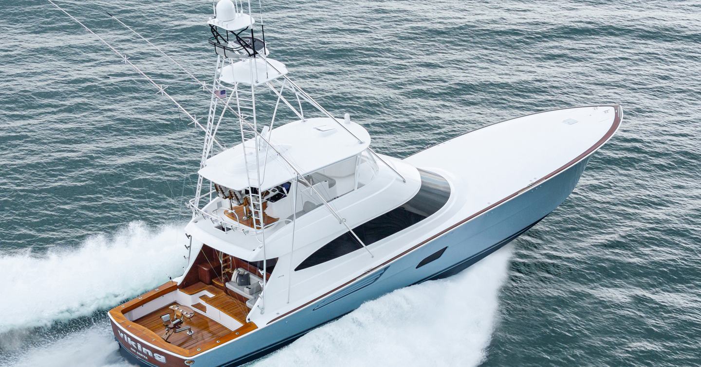 Viking 82C sportsfisher yacht under way 