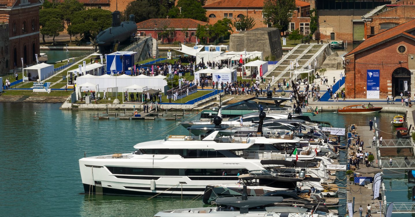 Overhead view looking down on the Venice Boat Show