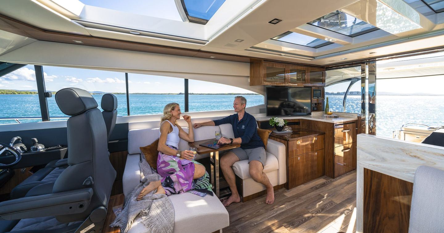 Riviera-6000-Sport-Yacht-Platinum-Edition-Review-main-deck-saloon-and-galley-layout