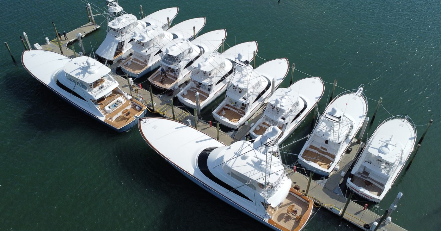 Lineup of Viking sportfisher yachts on display