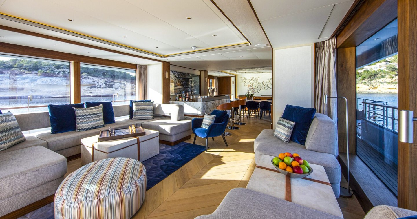Superyacht Delta One's main saloon