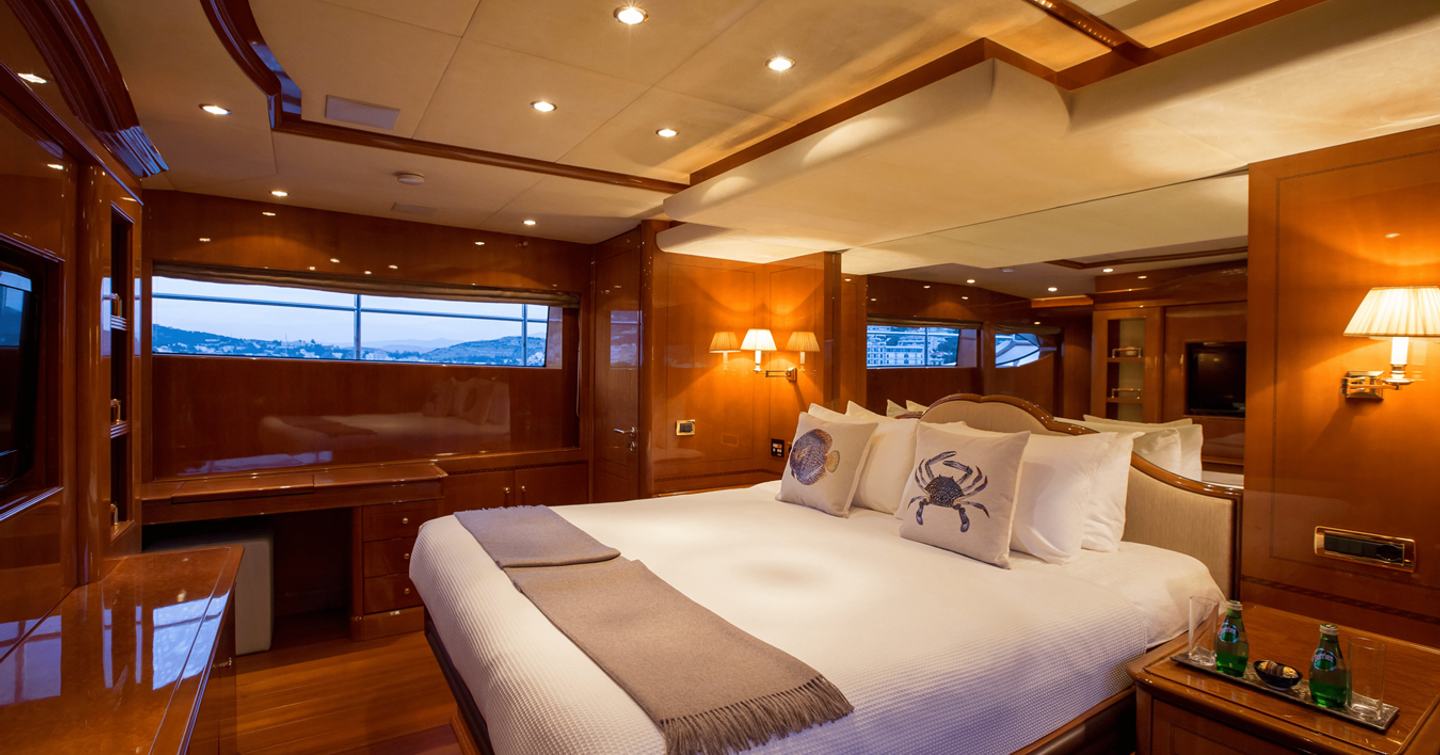 Spacious Master cabin on superyacht Rebecca V