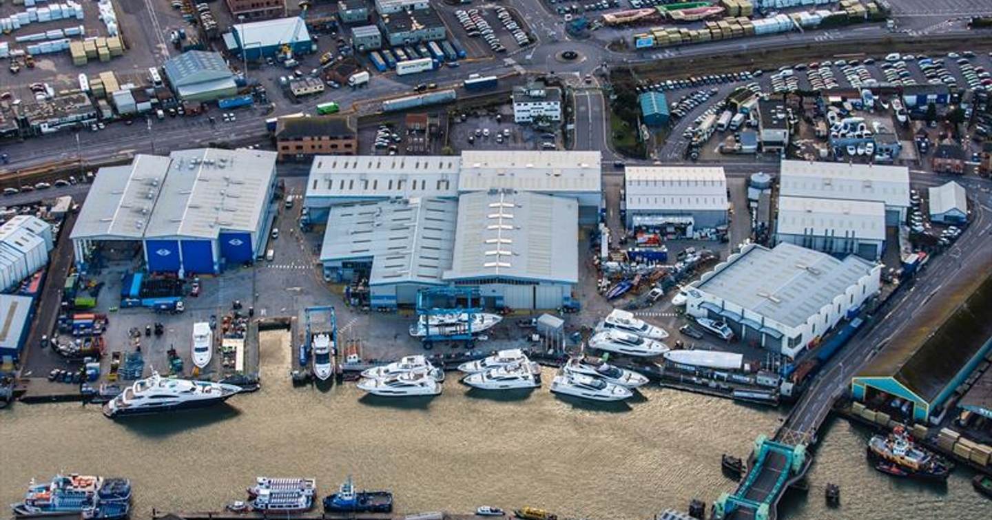 Aerial view of sunseeker shipyard 