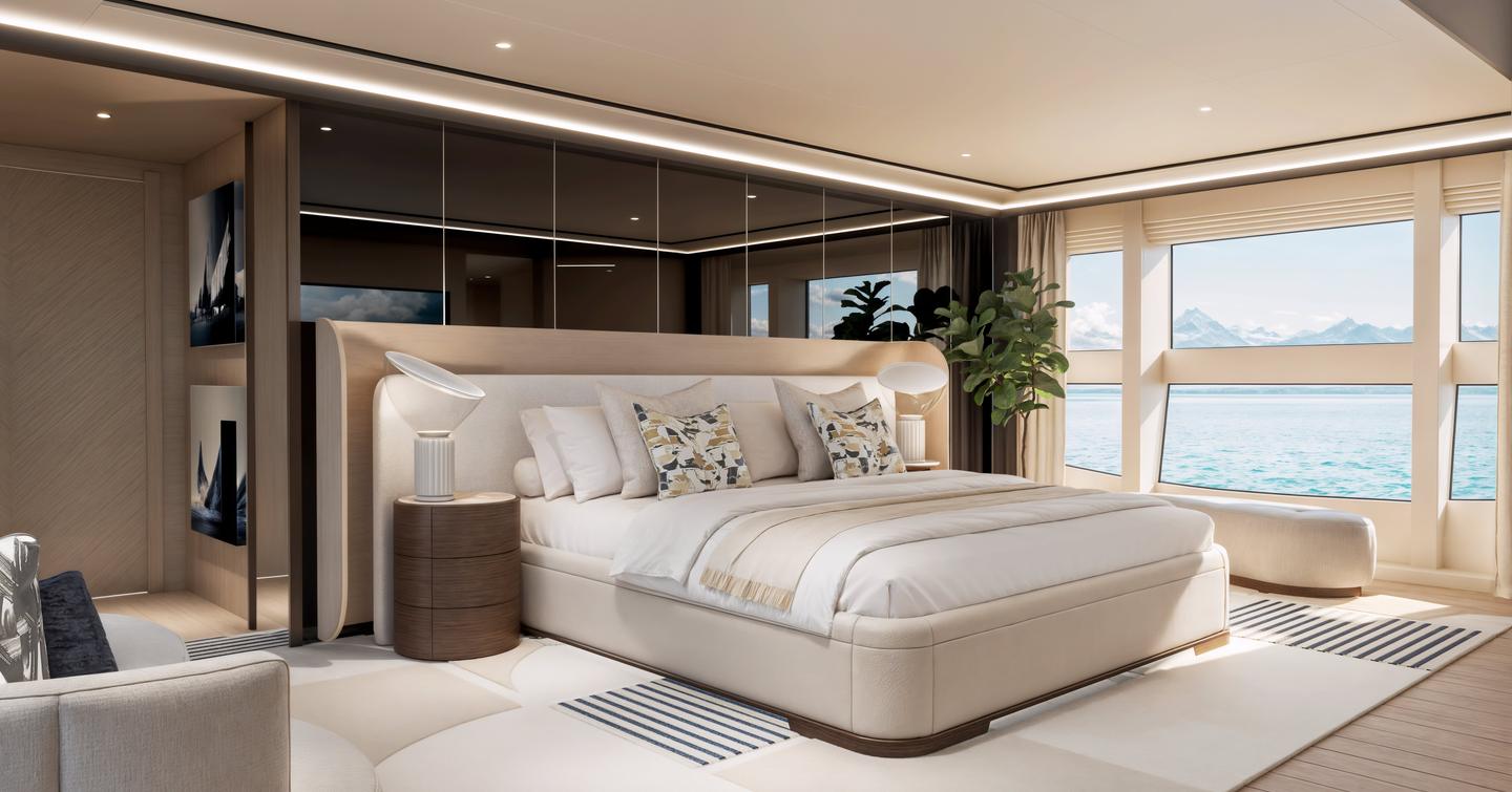 Rendering of Sunseeker 134 Superyacht master cabin