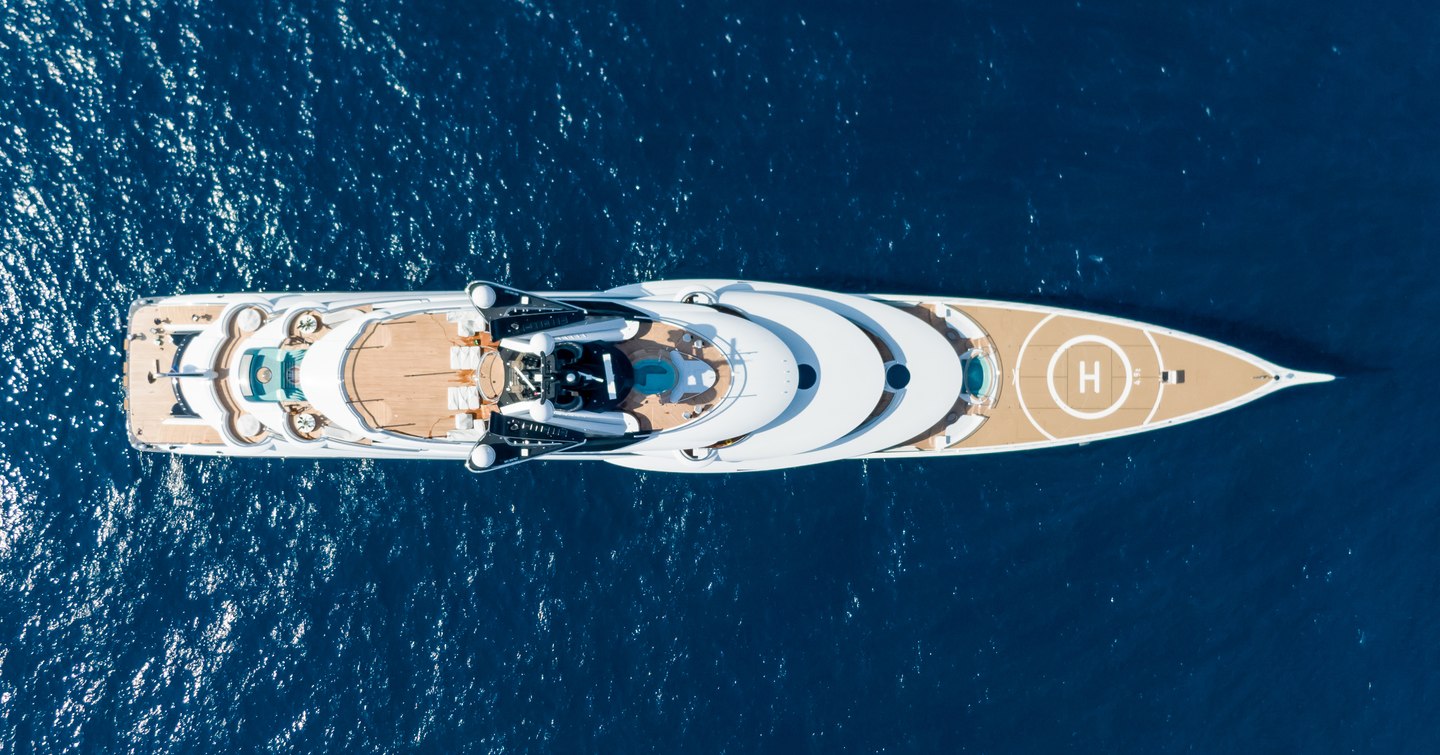 aerial shot over yacht KISMET