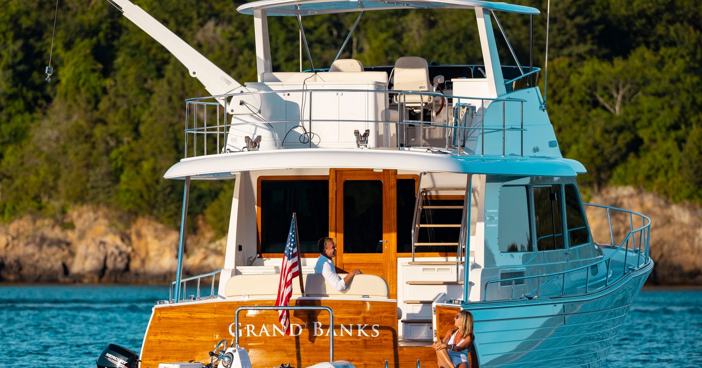 Grand Banks 54 aft shot on anchor