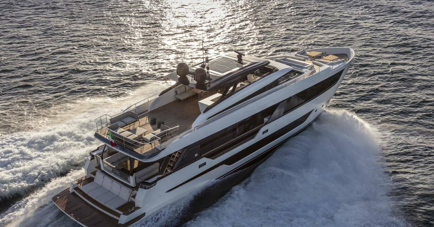 Aerial view of Superyacht Epic under way