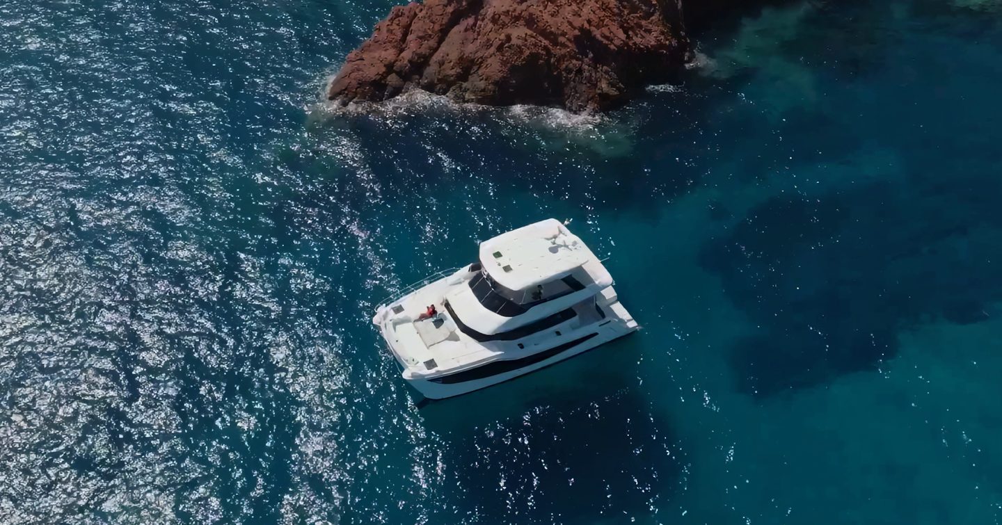 Aquila-46-Yacht-Review-overhead-at-sea