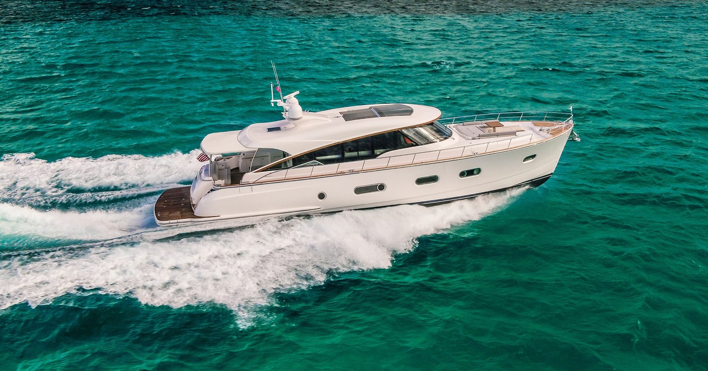 Riviera Belize 66 Sedan boat under way 