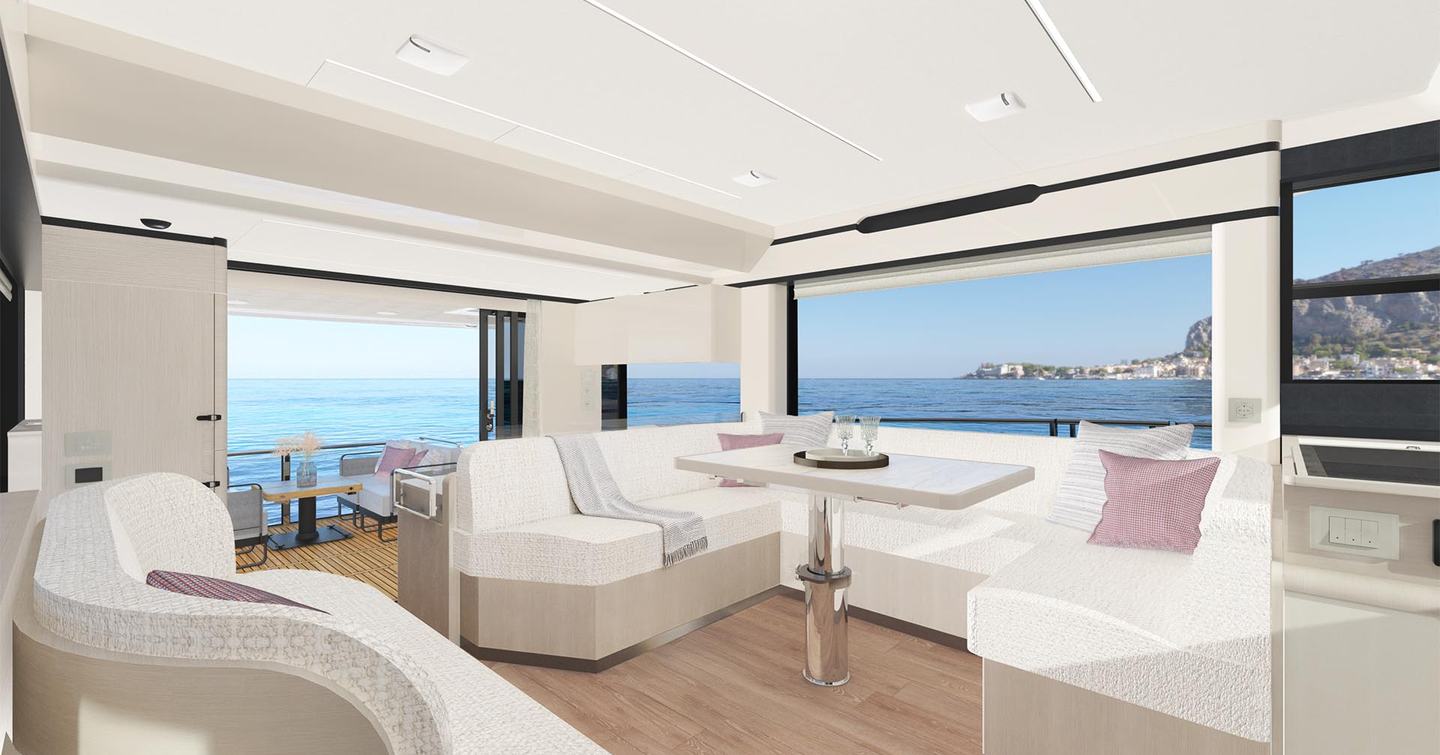 Absolute Navetta 50 saloon lounge area 