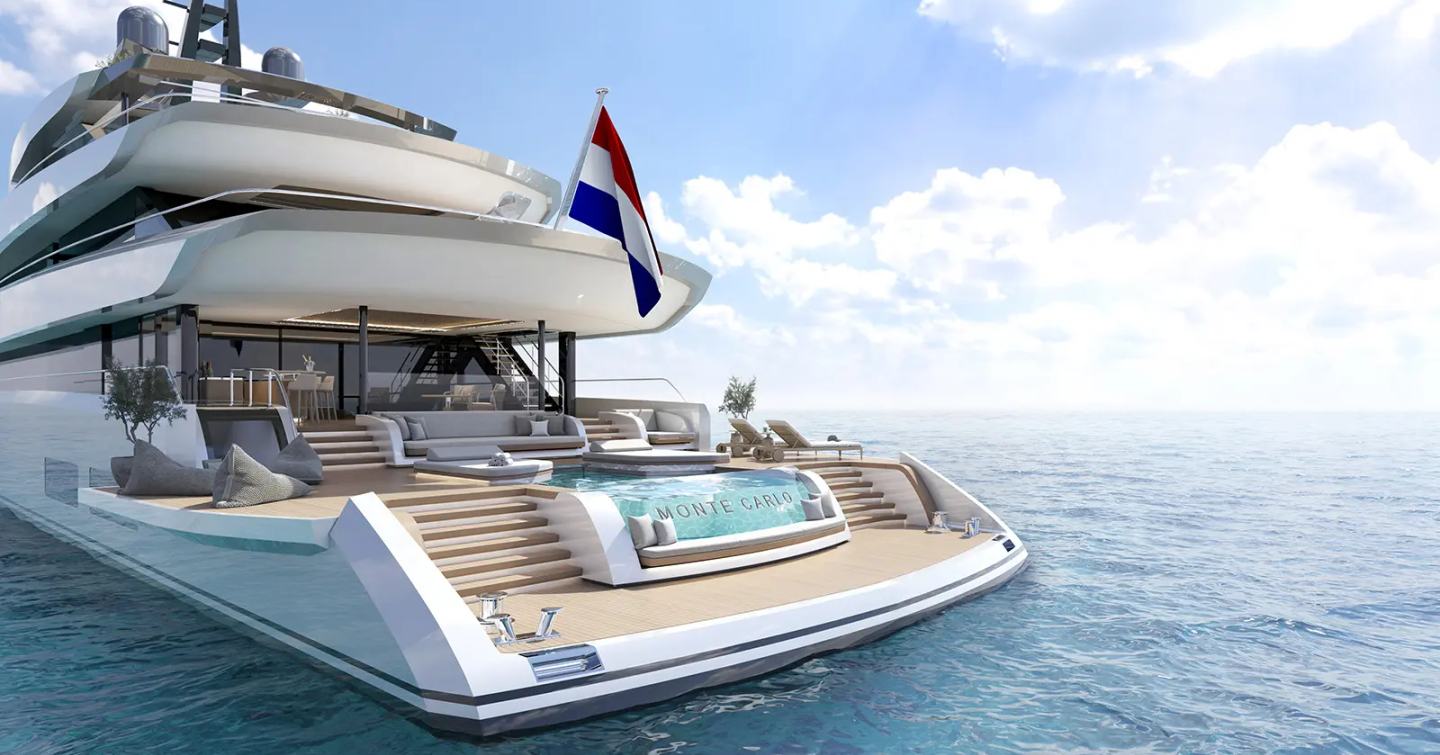 A view of Heesen Yacht's Project Monte Carlo Stern