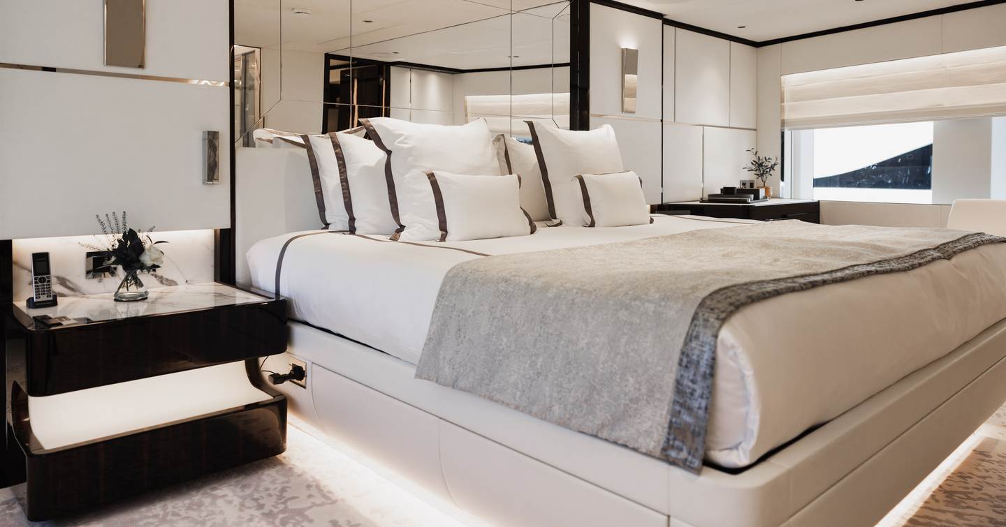 Majesty 120 Superyacht master cabin