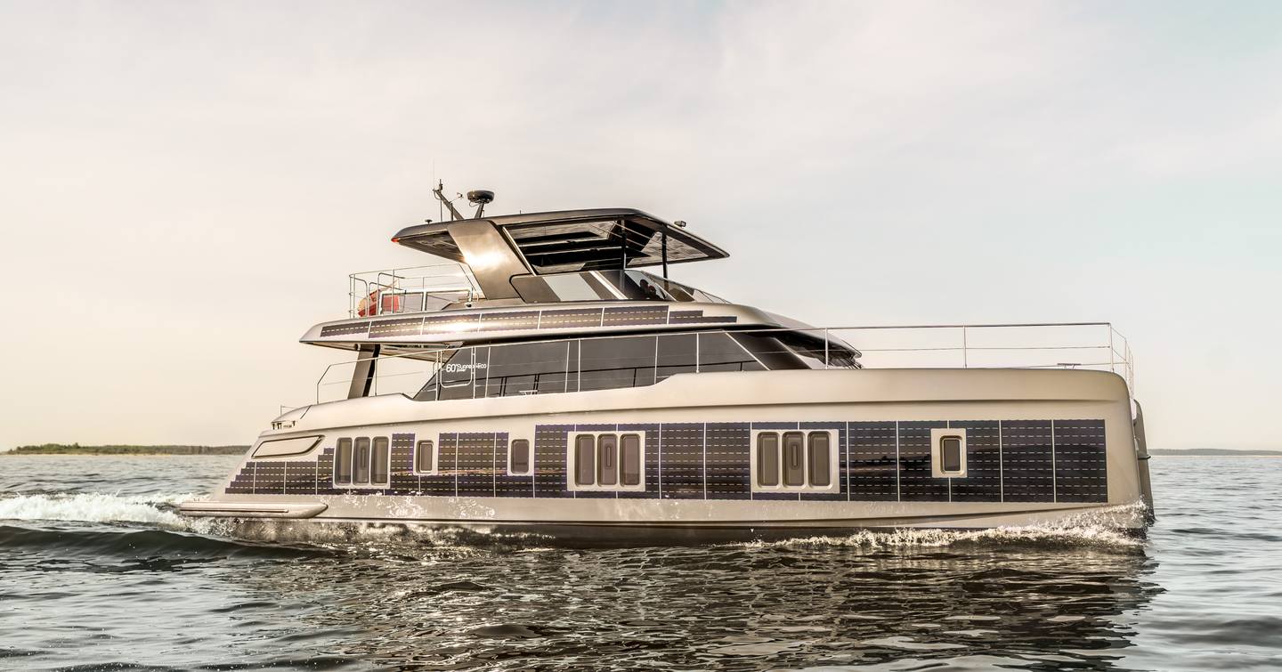 60 Sunreef Power Eco motor yacht under way 