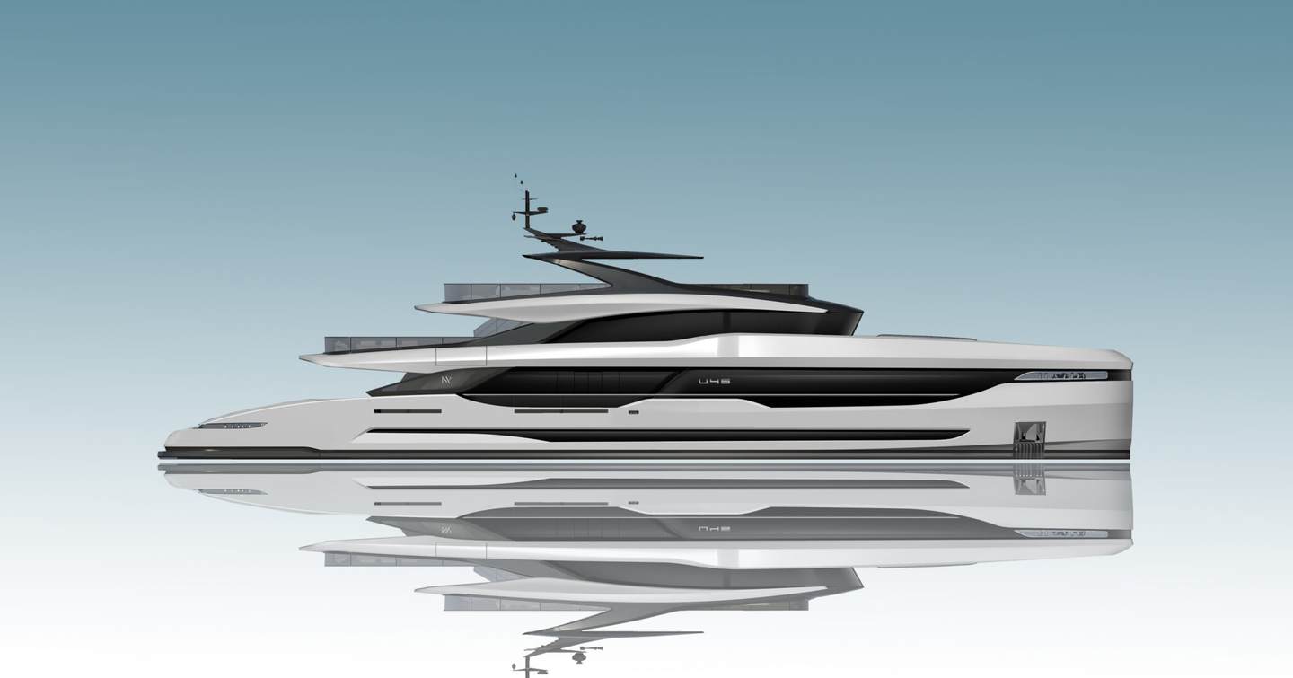 Sketch of superyacht UNICA 45