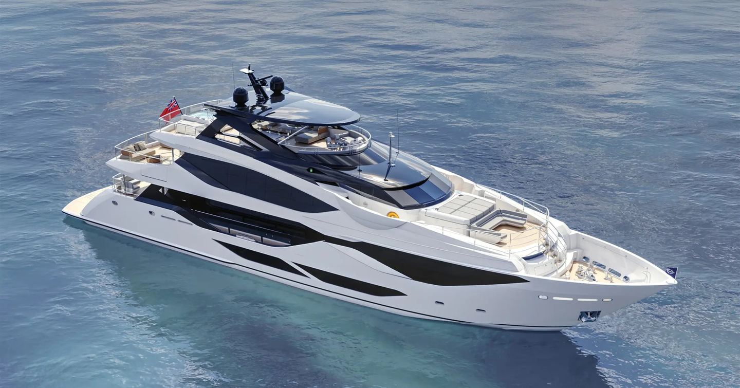 Rendering of Sunseeker 134 Superyacht at anchor