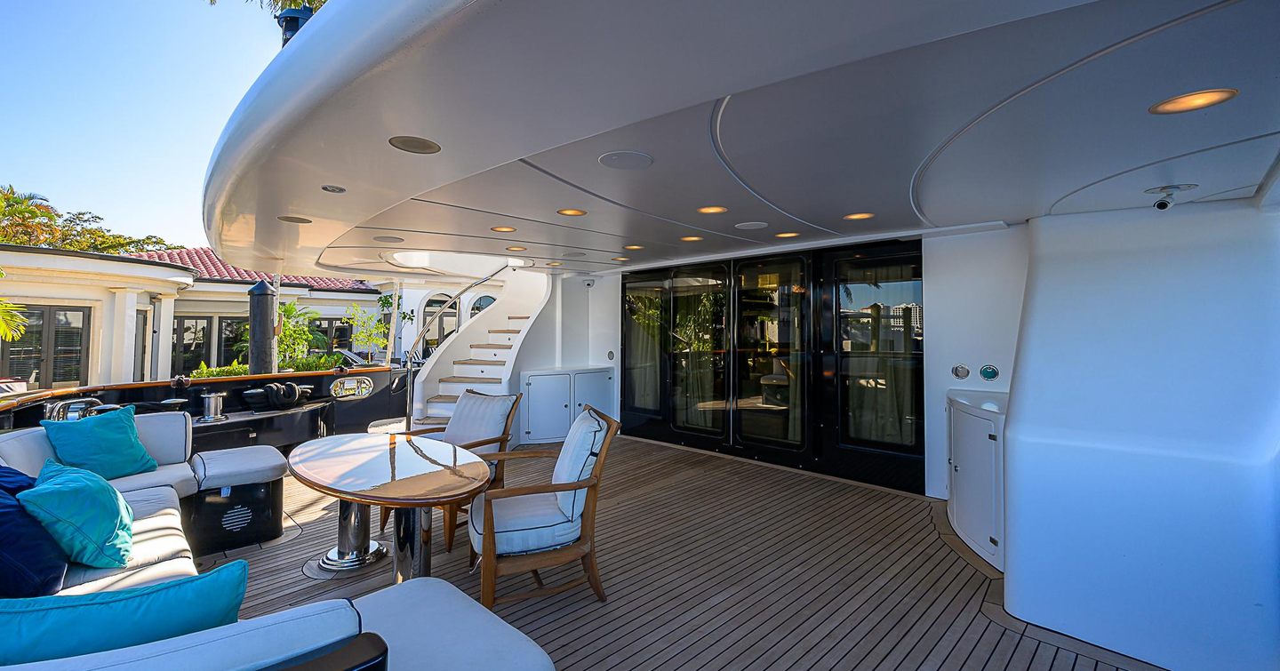  Superyacht Seascape V aft seating area with glass doors 