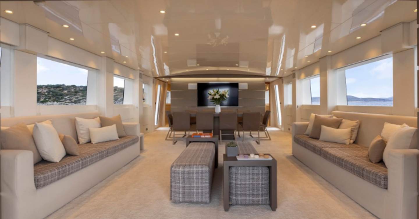 Motor Yacht Tropicana interior seating and dining area