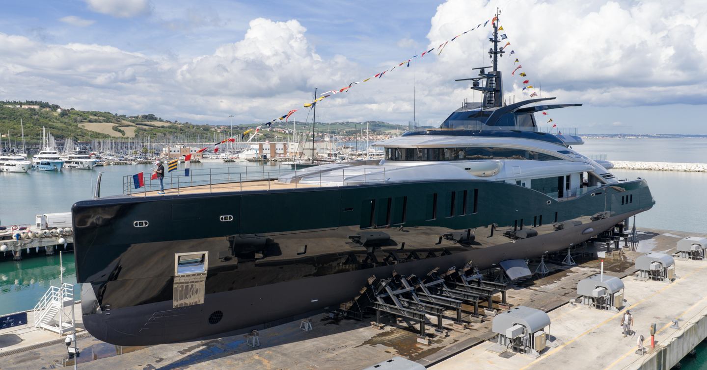 Superyacht Sea Raider X at launch ceremony