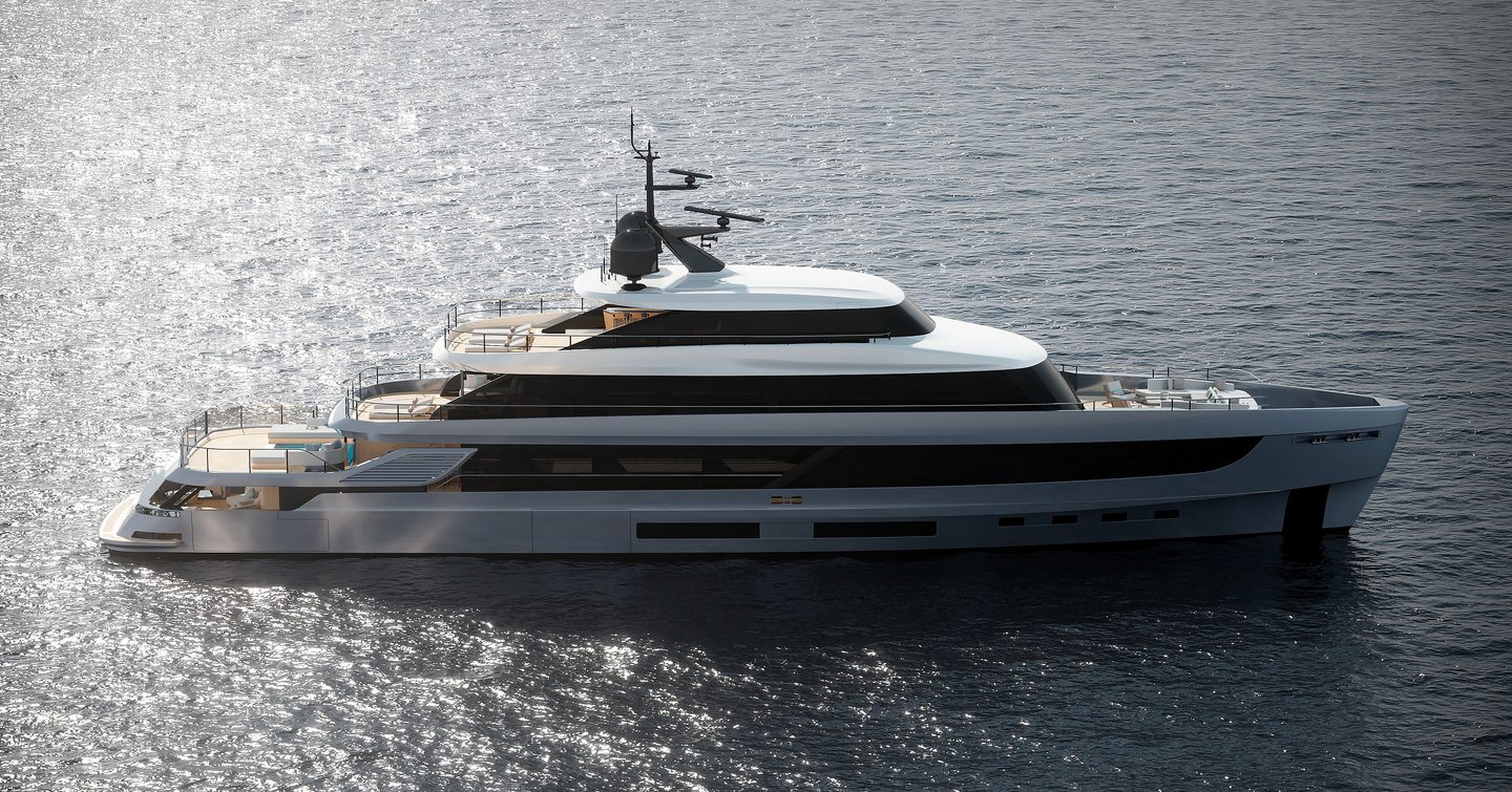 Rendering of Azimut Grande 44M motor yacht under way 