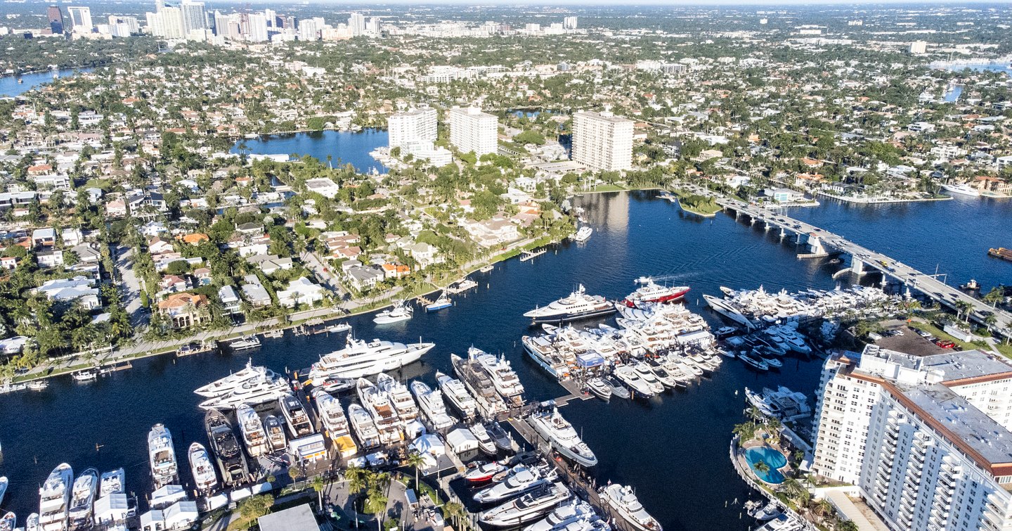 Aerial view looking out over Fort Lauderdale, Florida, USA.