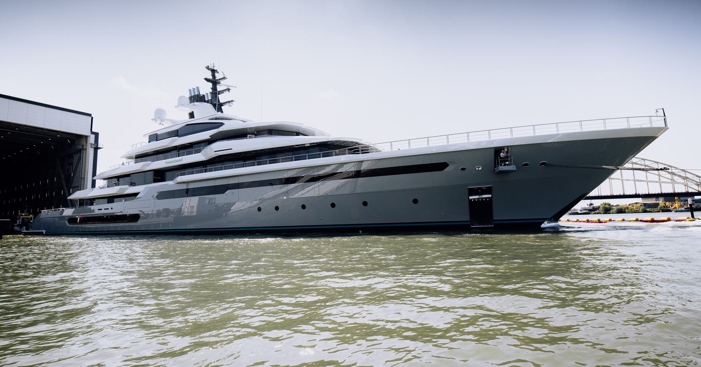  Superyacht Leviathan leaving Oceanco shipyard 