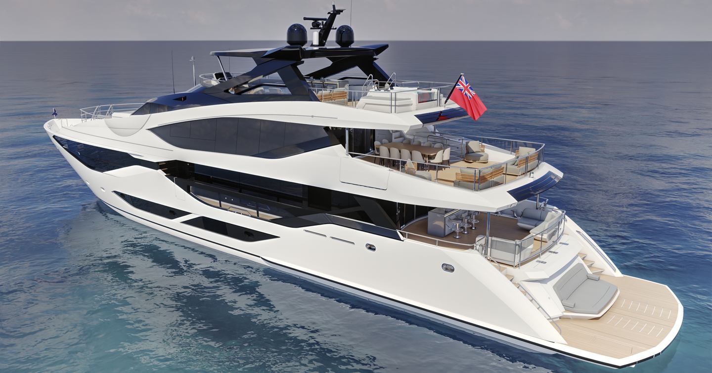 Rendering of Sunseeker 134 Superyacht at anchor