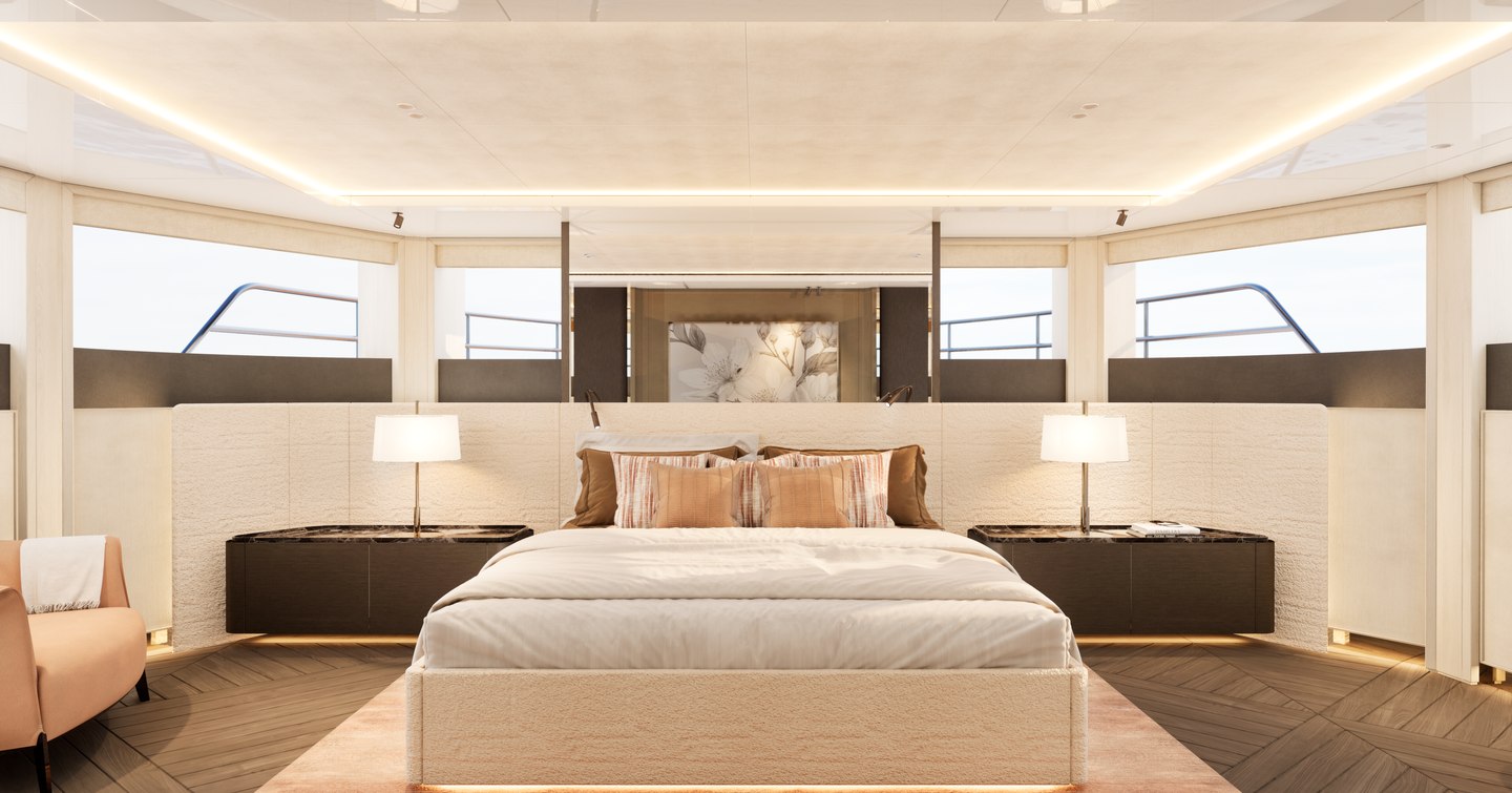 Rendering of Moonen 122 Martinique Superyacht master cabin