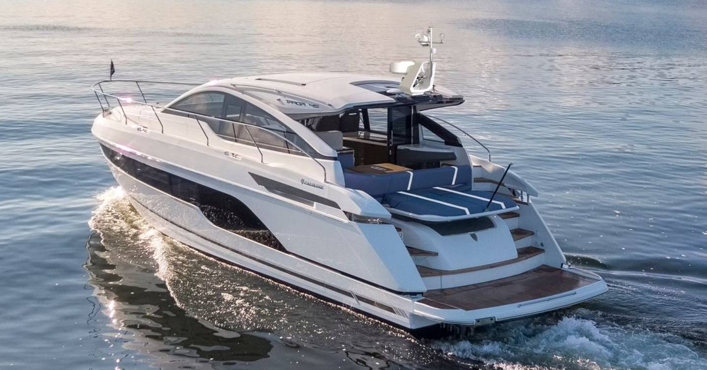 Rendering of Fairline Targa 47 motor yacht under way 
