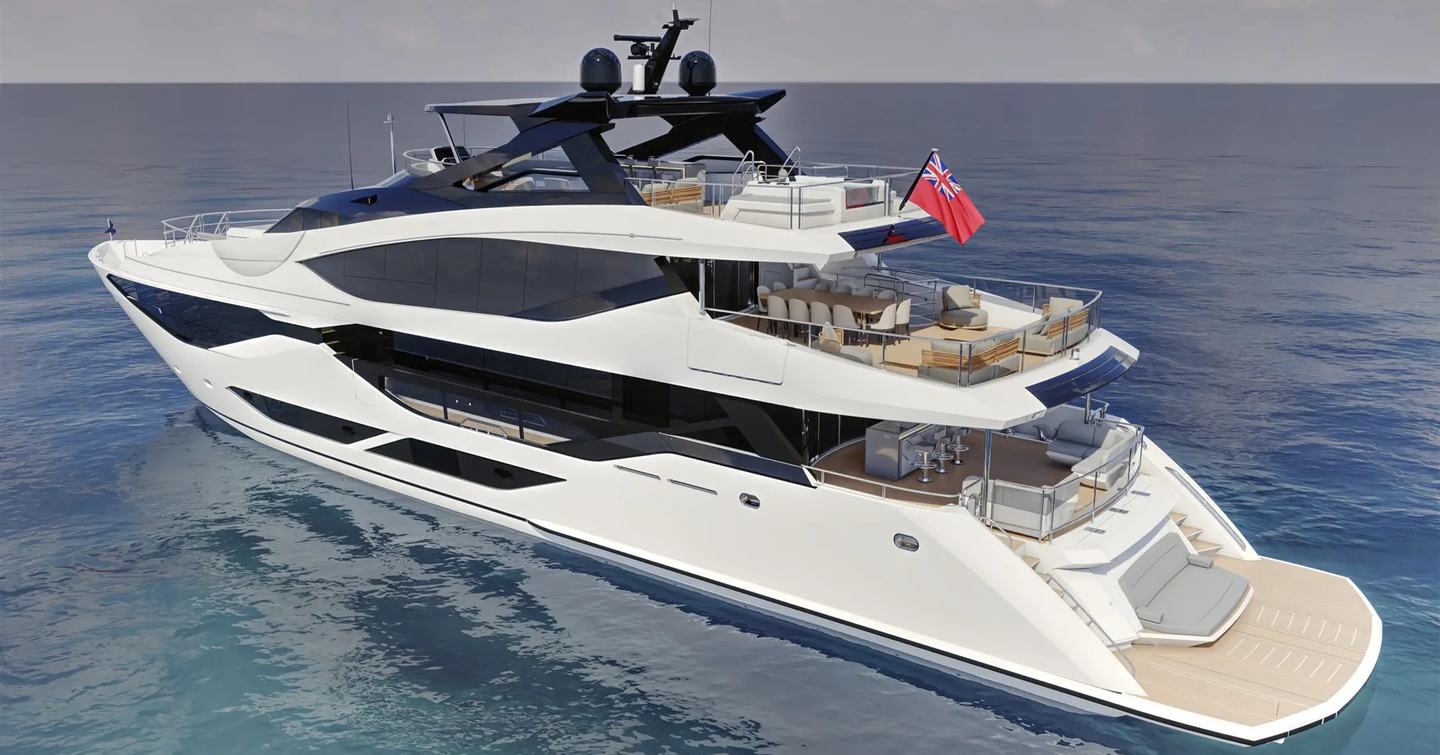 Rendering of Sunseeker 134 Superyacht at anchor 