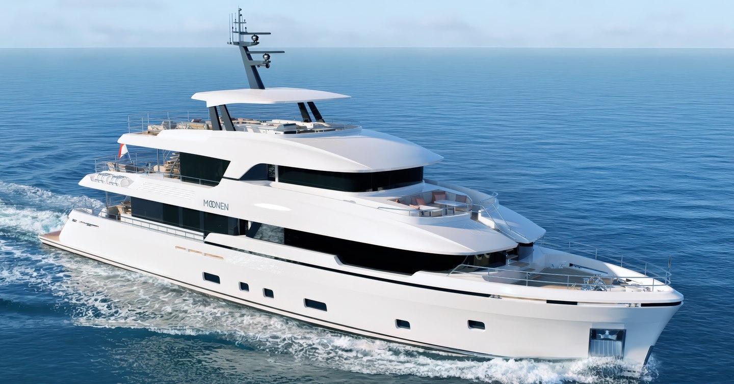 Rendering of Moonen 122 Martinique Superyacht under way 