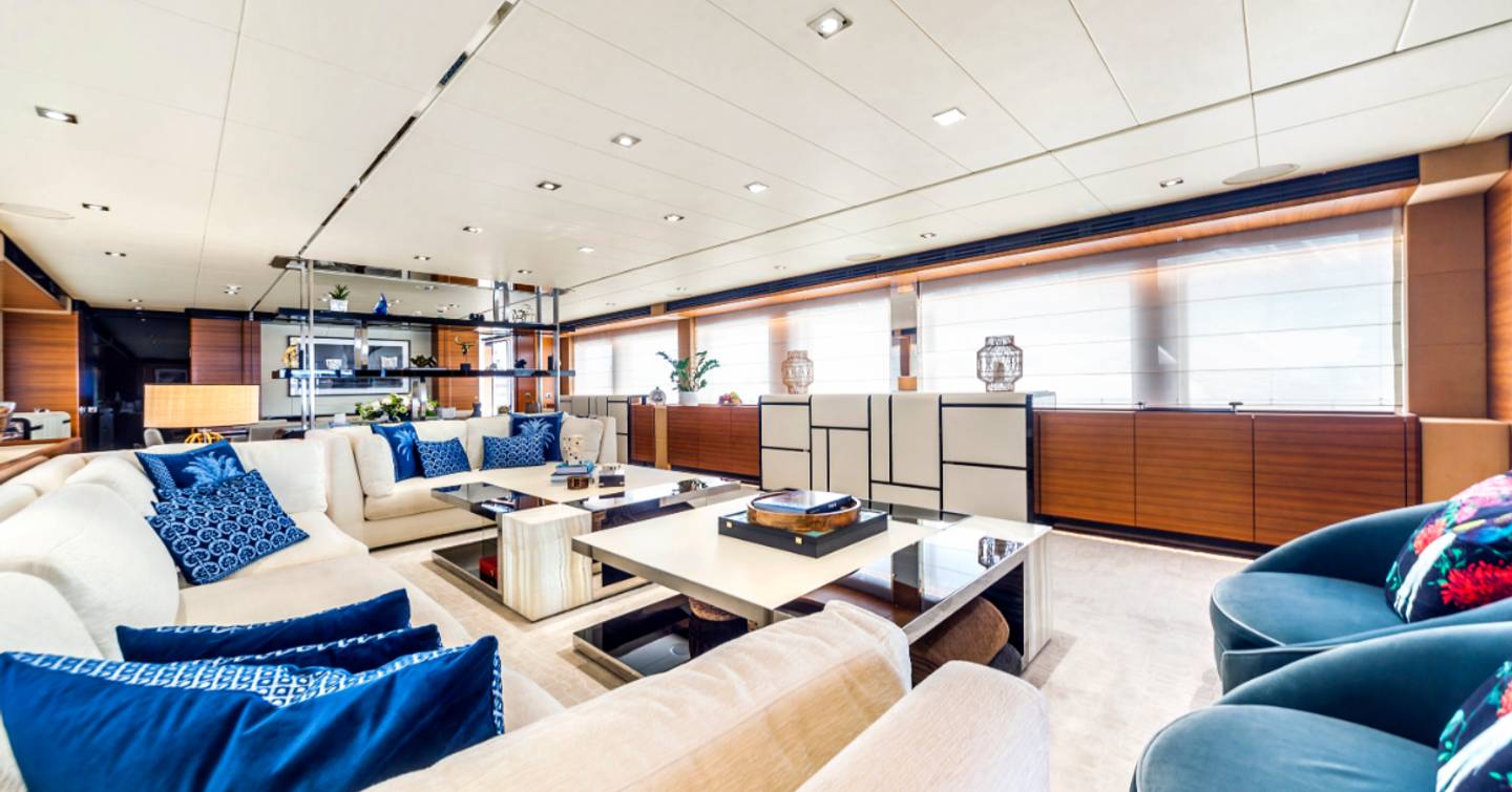 Heesen superyacht Fan Too main saloon lounge area 
