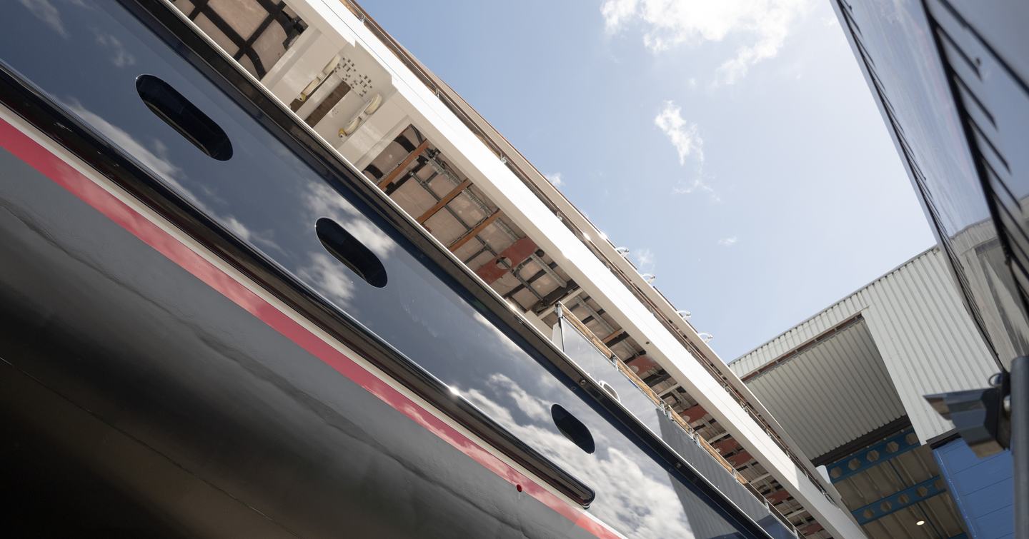 Close up of https:Feadship Superyacht Halcyon superstructure 