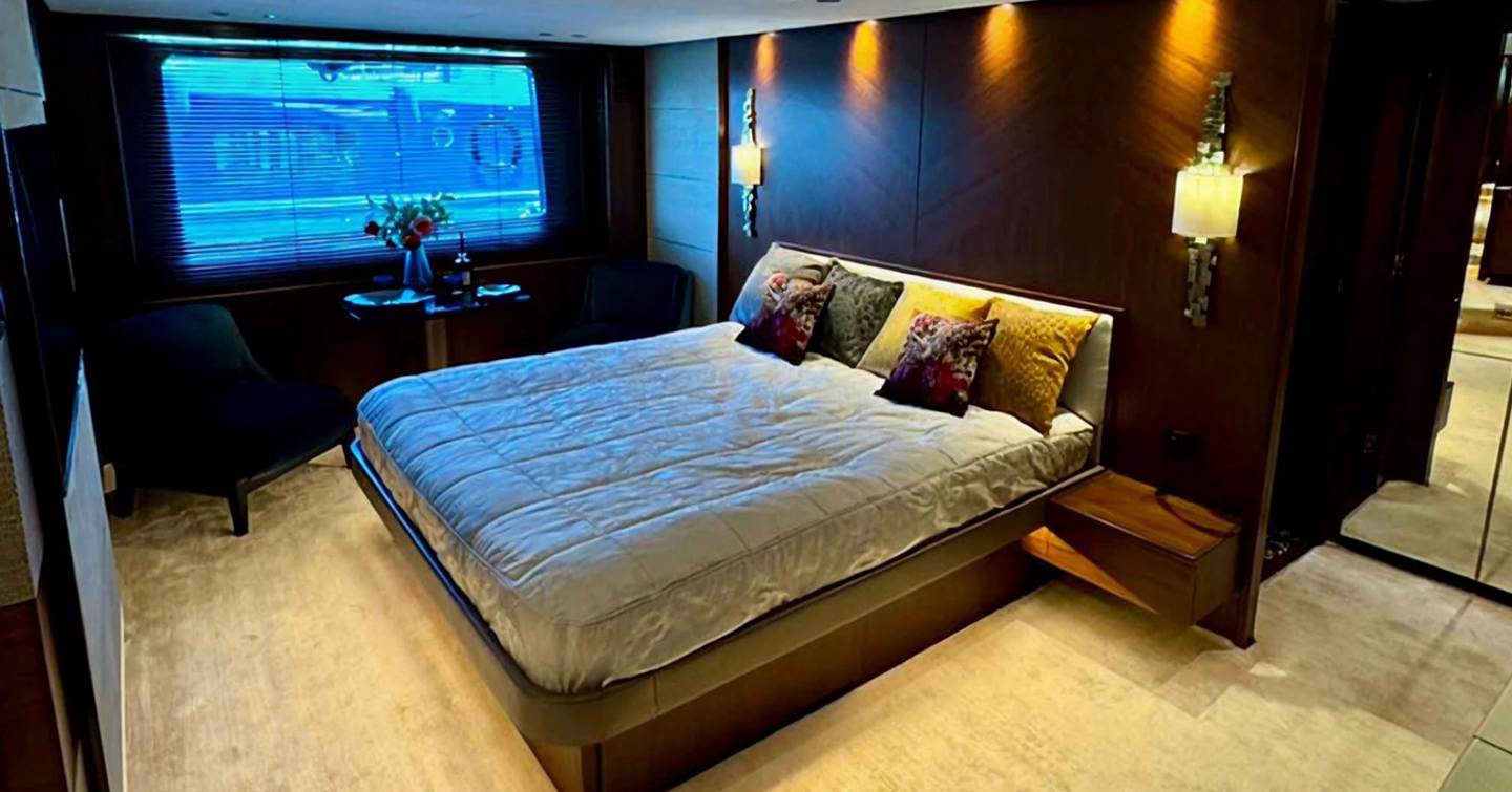 Princess motor yacht Lady N master cabin with large window 